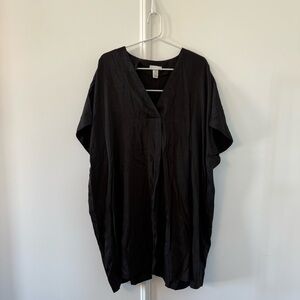 H&M Black Satin V-Neck Kaftan Dress
